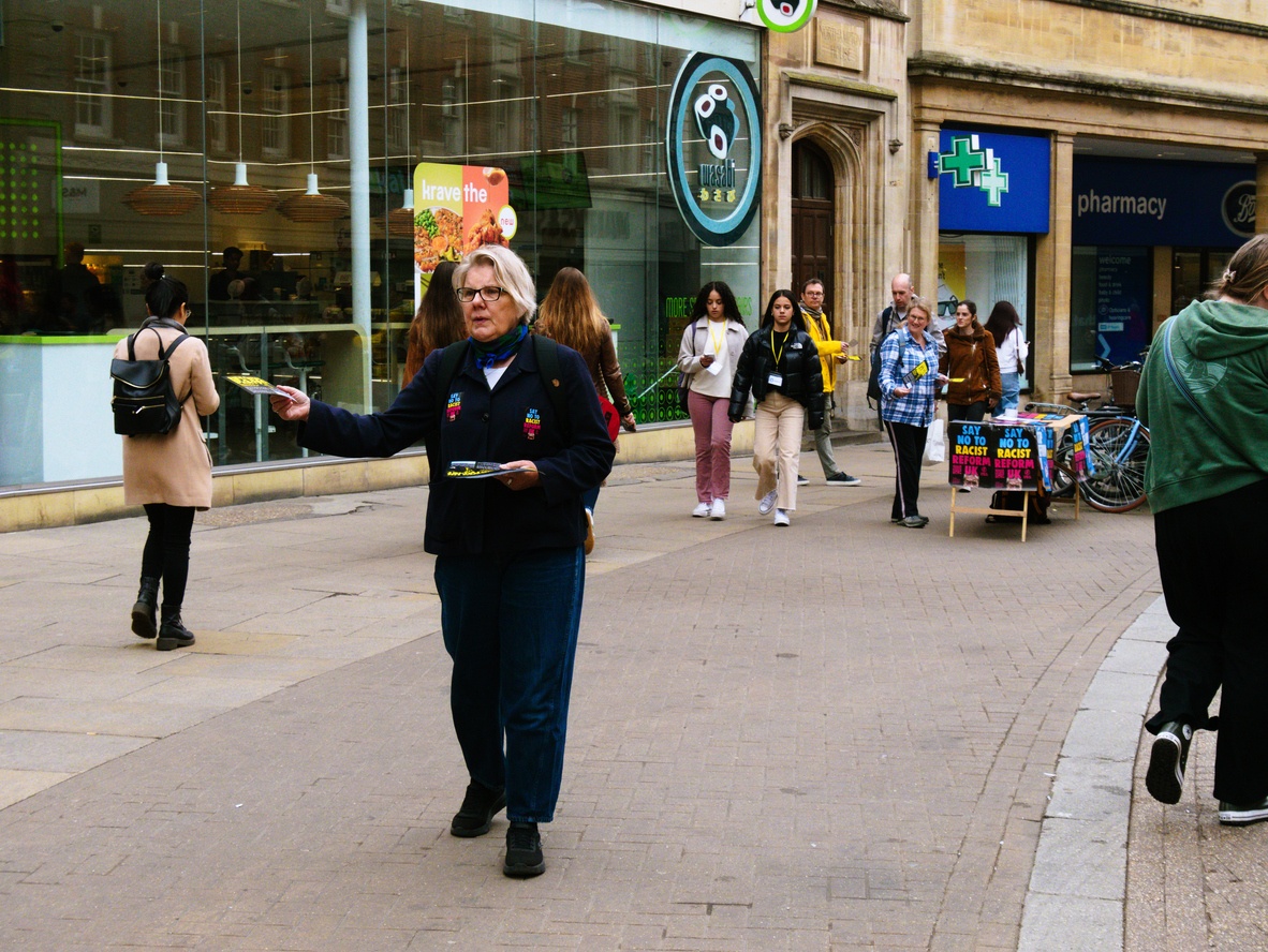 Distributing pamphlets