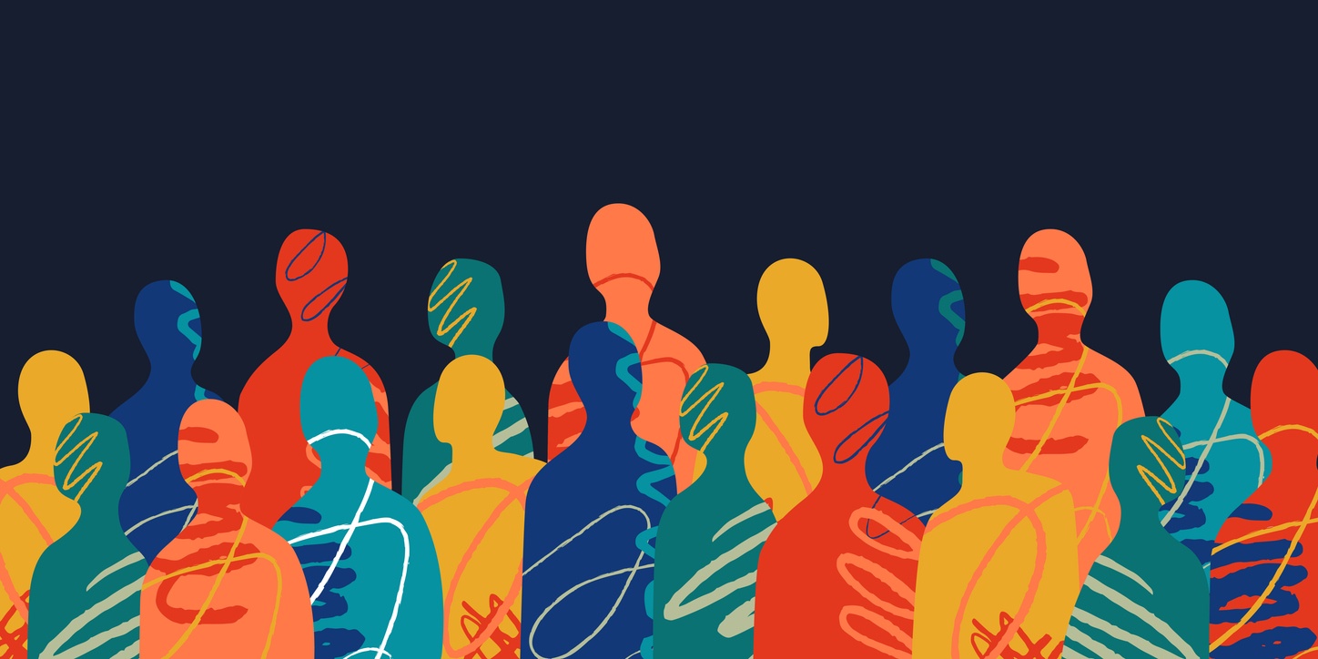 Collage of multi-colored people